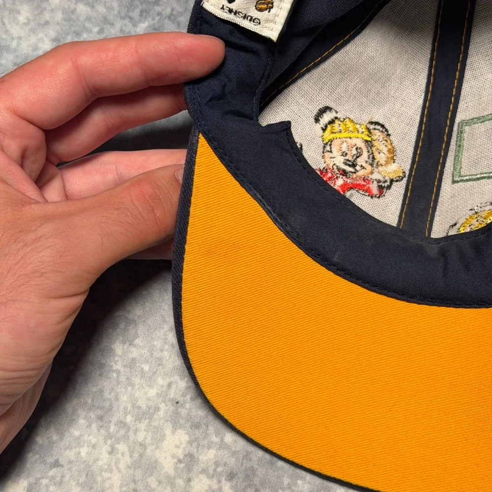 Vtg Disney World Construction Crew Kids Hat Mickey Mouse Donald Duck Cap 2004